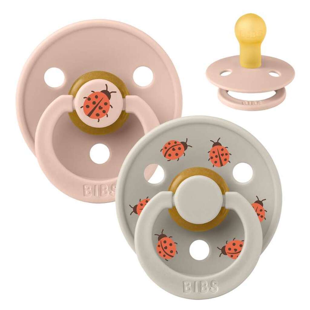 BIBS Rund Colour Sut - 2-Pak - Str. 1 - Naturgummi - Ladybug Studio - Blush Mix