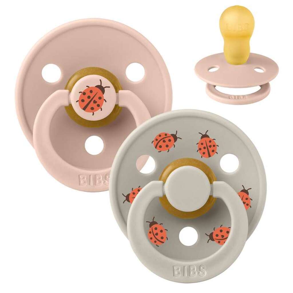 BIBS Rund Colour Sut - 2-Pak - Str. 3 - Naturgummi - Studio - Ladybug - Blush Mix