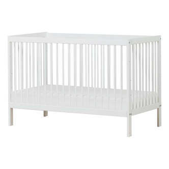 Hoppekids IDA-MARIE - Babyseng m. Skummadras - Justérbar Højde og Sidepanel - Hvid