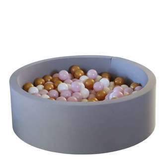 Kid'oh Boldbassin - Grå - m. 300 Bolde - White/Golden/Pink Pearl