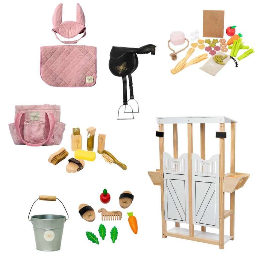 By Astrup Stald- og Udstyrspakke til Kæpheste - Mega - Rosa Fløjl