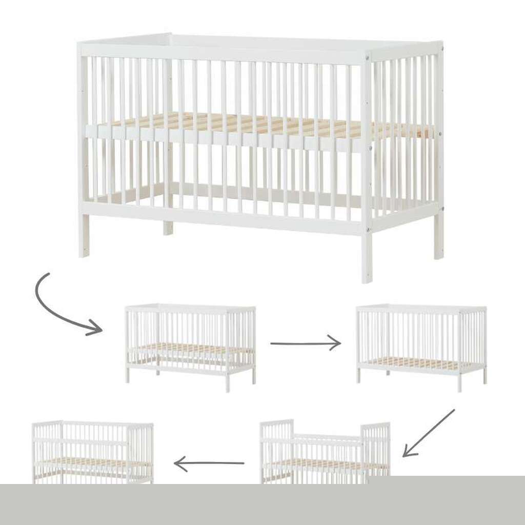 Hoppekids IDA-MARIE - Babyseng m. Justérbar Højde og Sidepanel - Hvid