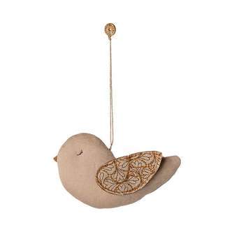 Maileg Juleornament - Stof - Fugl - Vinterhjerte - Sand