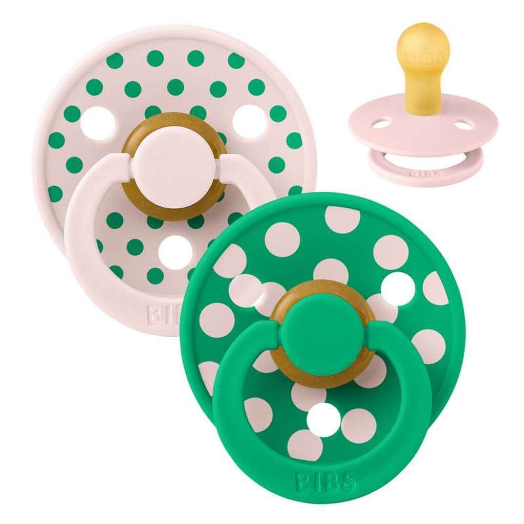 BIBS Rund Colour Sut - 2-Pak - Str. 1 - Naturgummi - Polka Studio - Petal/Cactus
