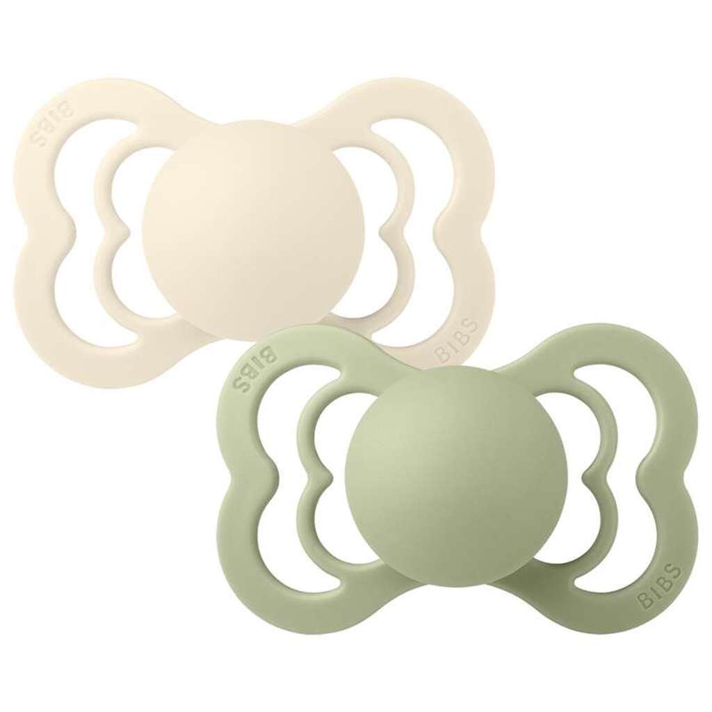 BIBS Supreme Sut - 2-Pak - Str. 2 - Naturgummi - Ivory/Sage