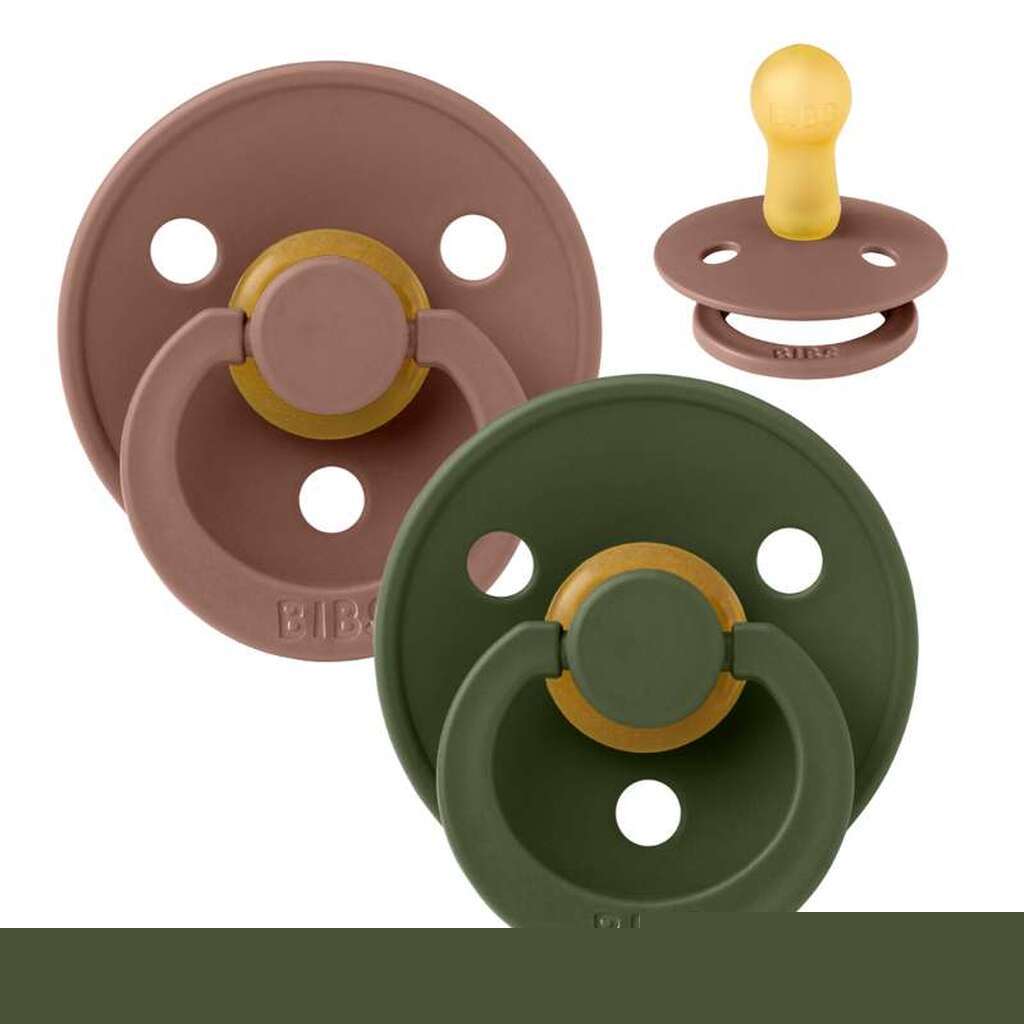 BIBS Rund Colour Sut - 2-Pak - Str. 2 - Naturgummi - Woodchuck/Hunter Green