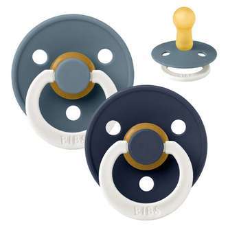 BIBS Rund Colour Sut - 2-Pak - Str. 2 - Naturgummi - GLOW - Petrol/Deep Space