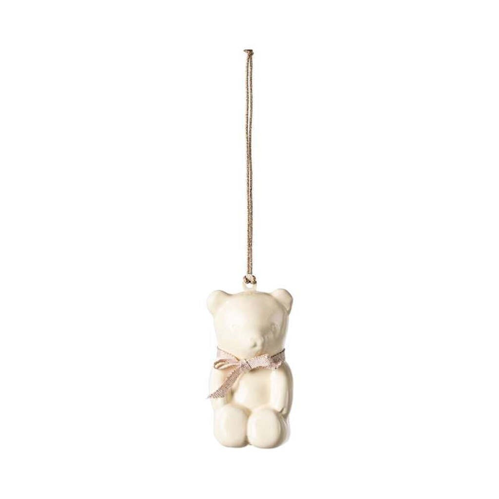 Maileg Juleornament - Metal - Bamse - Råhvid/rosa