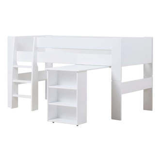 Hoppekids PURE - Halvhøj Seng m. Skrivebord - 90x200 cm - Hvid