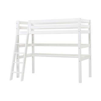 Hoppekids ECO Luxury - Højseng m. Bordplade - 90x200 cm. - Skrå Stige - Hvid