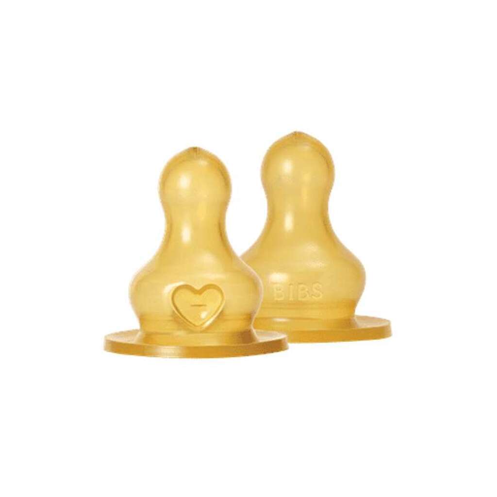 BIBS Bottle - Tilbehør - Suttehoved - Naturgummi/Rund - 2-Pak - Slow Flow