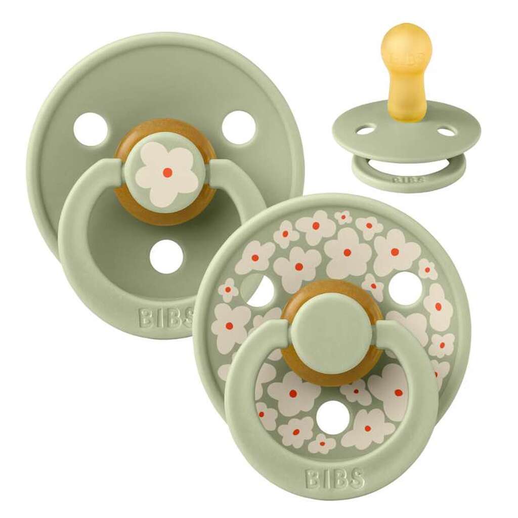 BIBS Rund Colour Sut - 2-Pak - Str. 2 - Naturgummi - Jasmine Studio - Sage/Sage