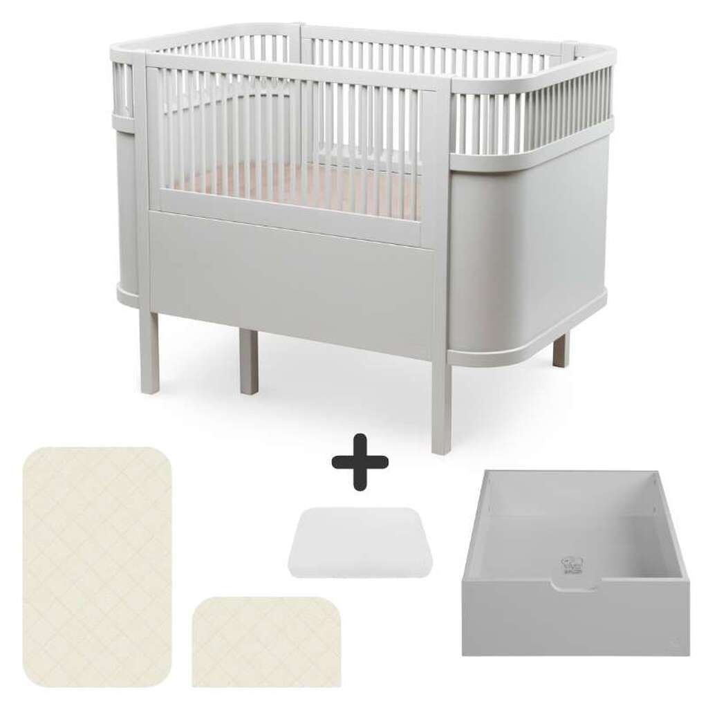 Sebra Sengen - Klassisk - Baby & Jr. - Stone Grey - Bundle 4