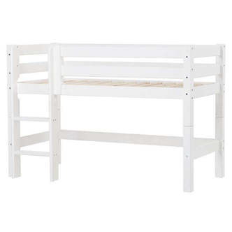 Hoppekids ECO Luxury - Halvhøj Seng m. Ryglæn - Lige Stige - Flere Størrelser - Hvid