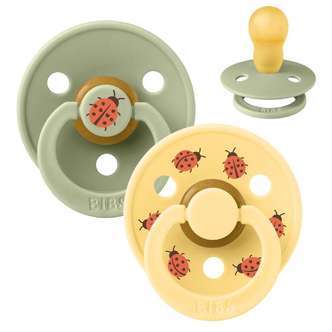 BIBS Rund Colour Sut - 2-Pak - Str. 3 - Naturgummi - Ladybug Studio - Sage Mix