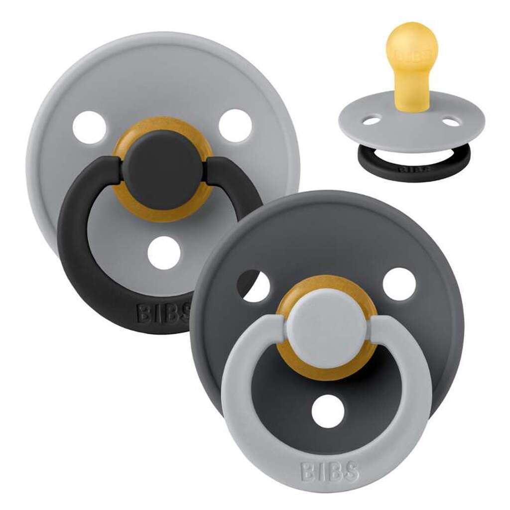 BIBS Rund Colour Sut - Str. 1 - Naturgummi - Fusion Studio - Cloud/Iron Mix