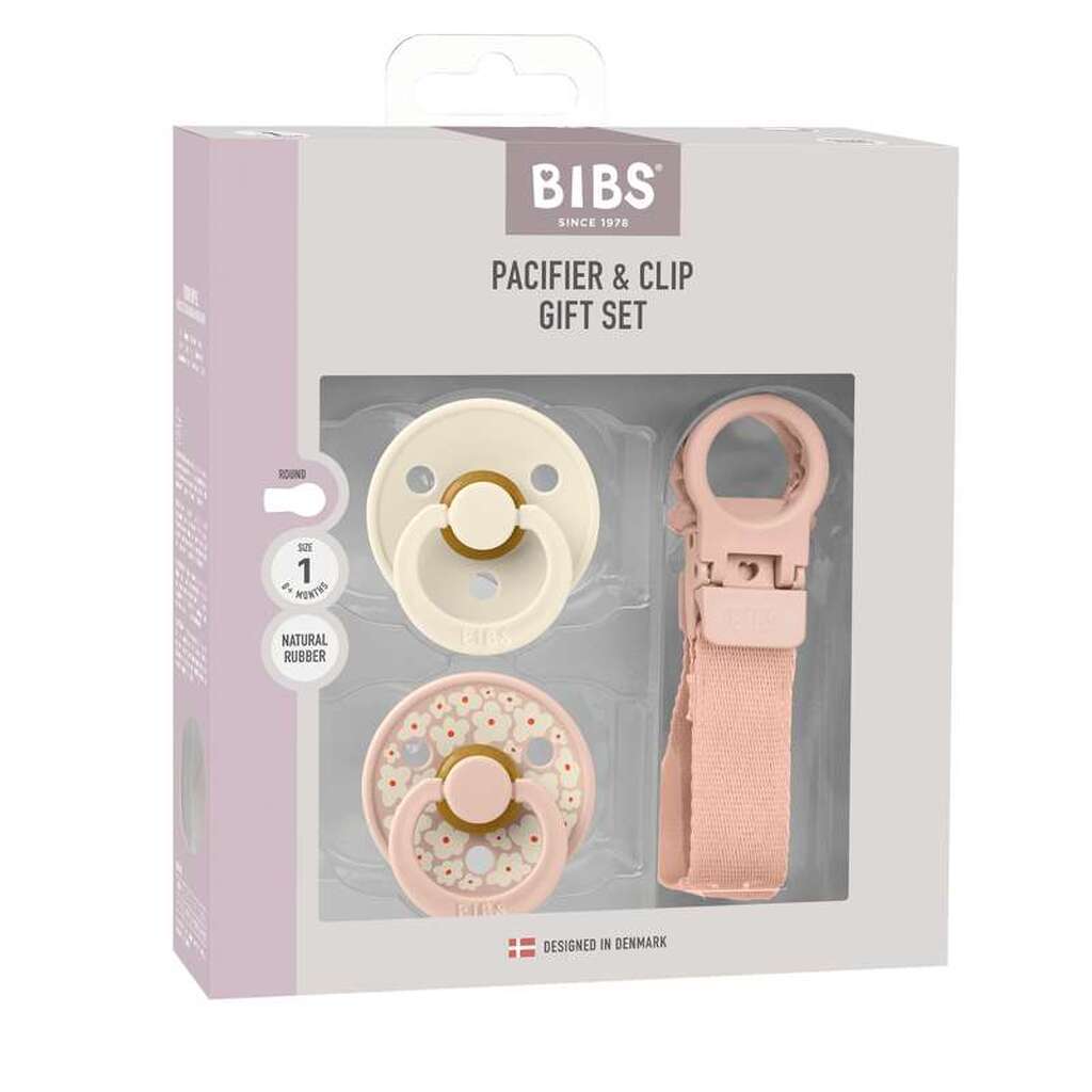 BIBS Rund Colour Sut - 2-Pak - Str. 1 - Naturgummi - m. Suttesnor - Blush
