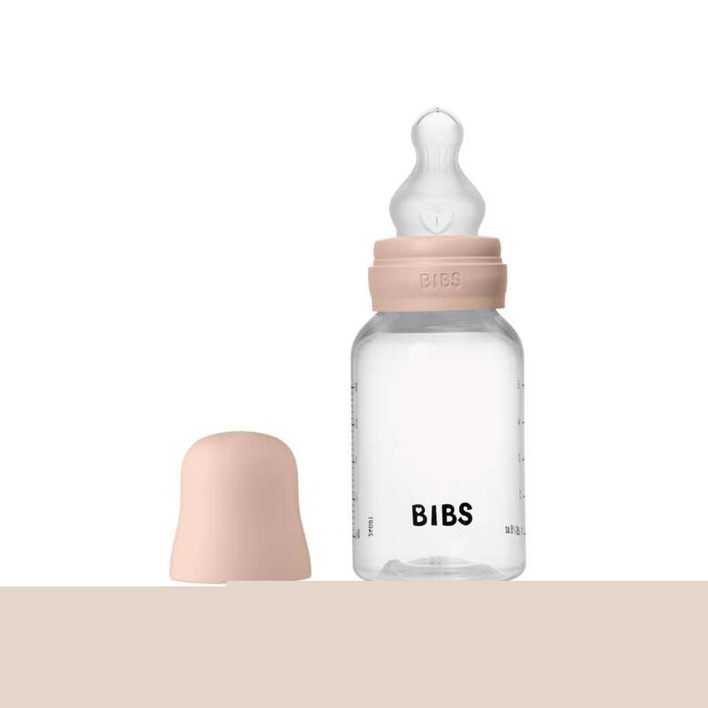 BIBS Bottle - Sutteflaskesæt - Plastik - Silikone/Slow Flow/Rund - 150ml - Blush
