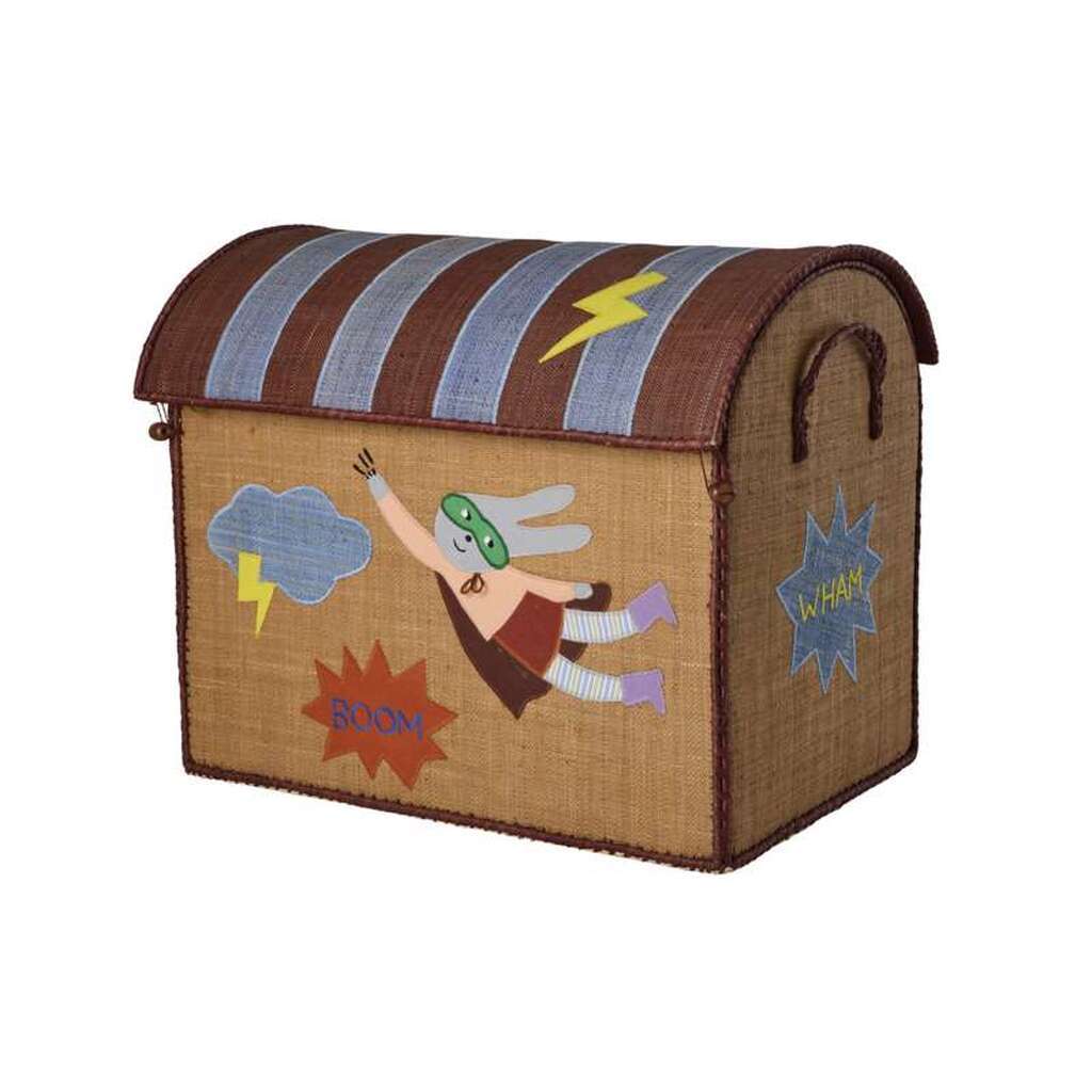 RICE Raffia Opbevaringshus - Hero - Blue - Stor