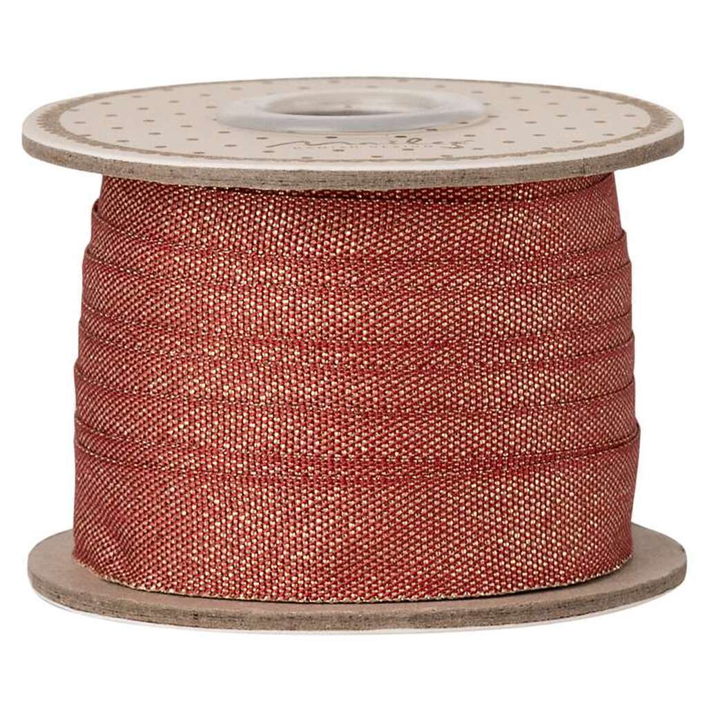 Maileg Bånd - 13 mm - 10m - Rød/Guld