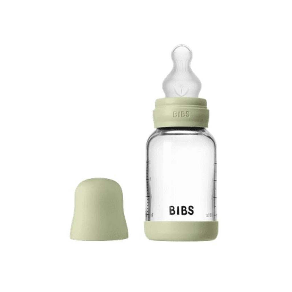 BIBS Bottle - Sutteflaskesæt - Glas - Silikone/Slow Flow/Rund - 120 ml. - Sage