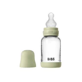 BIBS Bottle - Sutteflaskesæt - Glas - Silikone/Slow Flow/Rund - 120ml - Sage