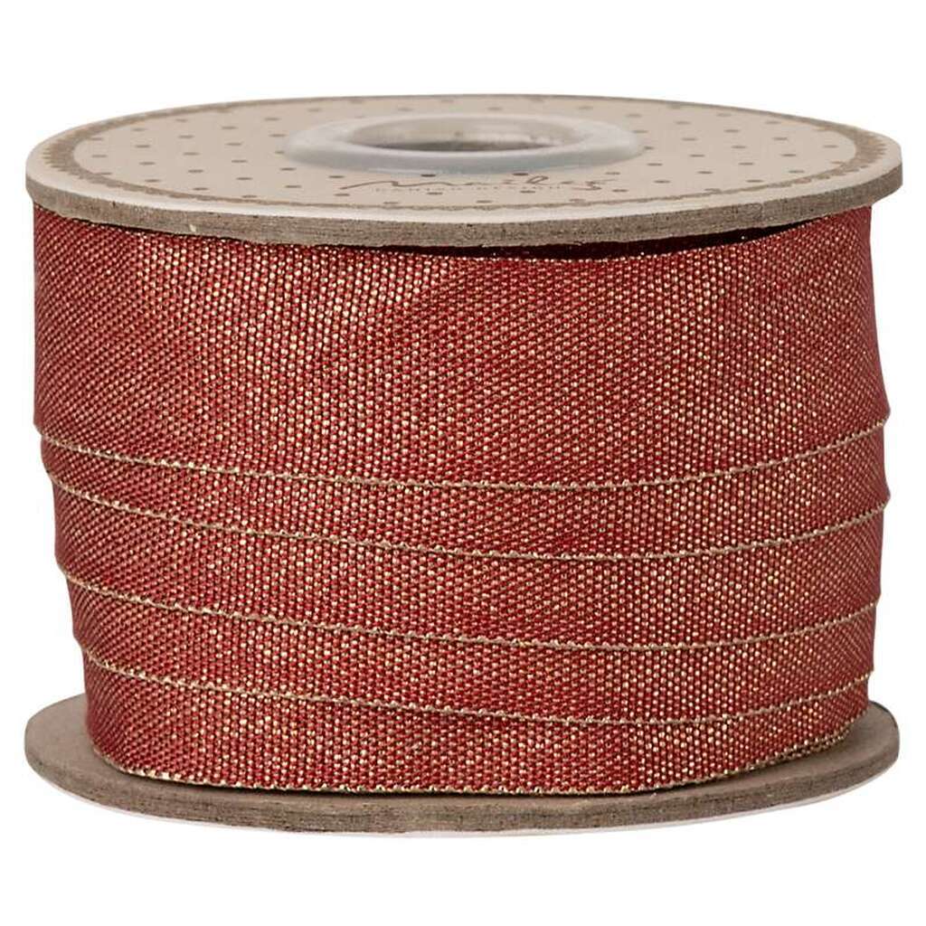 Maileg Bånd - 18 mm - 10m - Rød/Guld