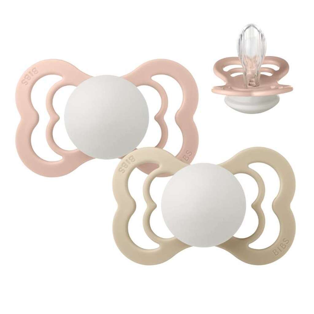 BIBS Supreme Sut - 2-Pak - Str. 2 - Silikone - GLOW - Blush/Vanilla