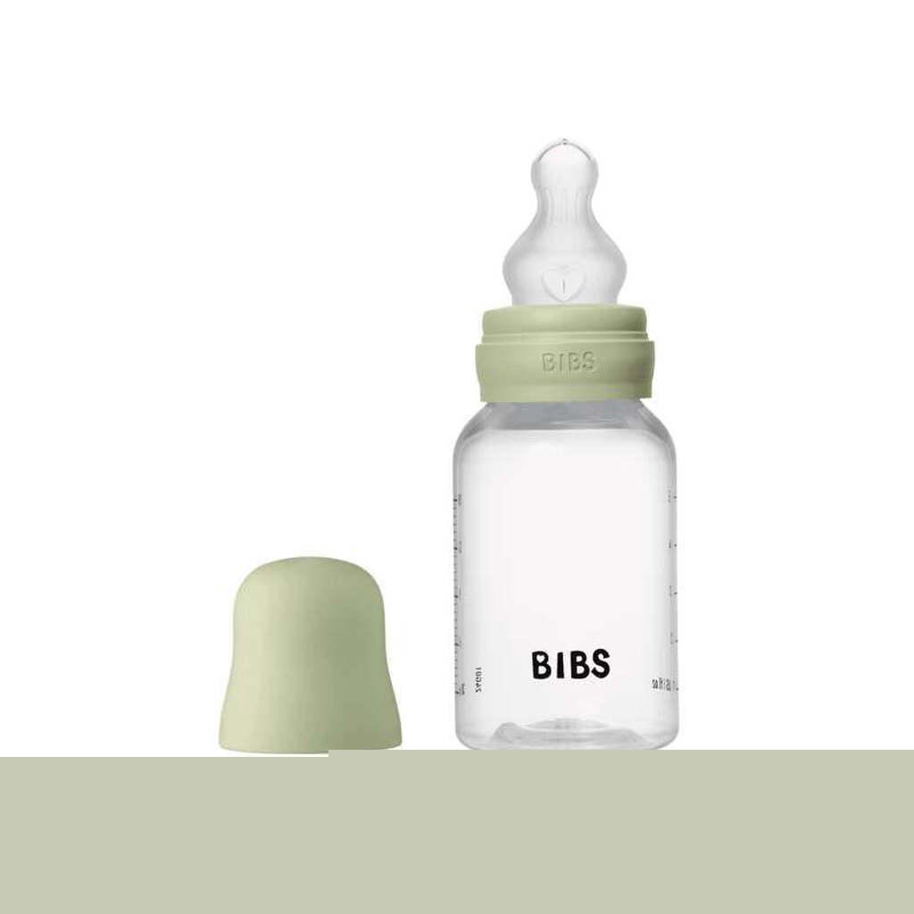 BIBS Bottle - Sutteflaskesæt - Plastik - Silikone/Slow Flow/Rund - 150ml - Sage