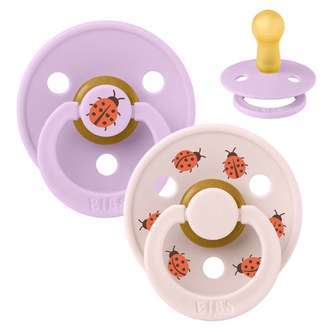 BIBS Rund Colour Sut - 2-Pak - Str. 2 - Naturgummi - Studio - Ladybug - Violet Sky Mix