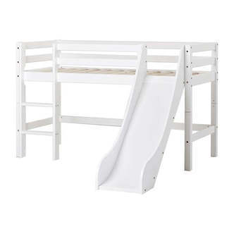 Hoppekids ECO Dream - Halvhøj Seng m. Rutsjebane - Delbar - Flere Størrelser - Hvid