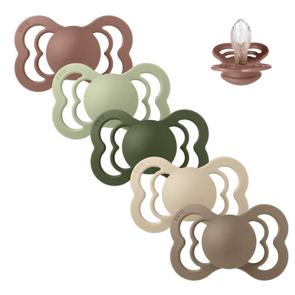 BIBS Symmetrisk Supreme Sut - Sampak - 5 stk. - Str. 2 - Green and Terracotta