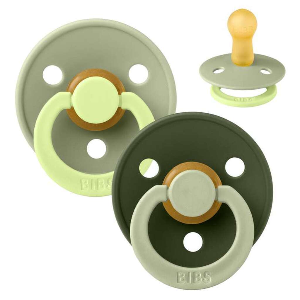 BIBS Rund Colour Sut - Str. 2 - Naturgummi - Fusion Studio - Sage/Hunter Green Mix
