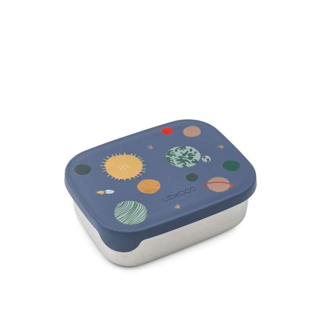 Liewood Arthur Ruminddelt Madkasse - 900 ml. - Stål/Silikone - Universe/Classic Navy