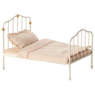 Maileg Vintage Seng - Mus - Råhvid