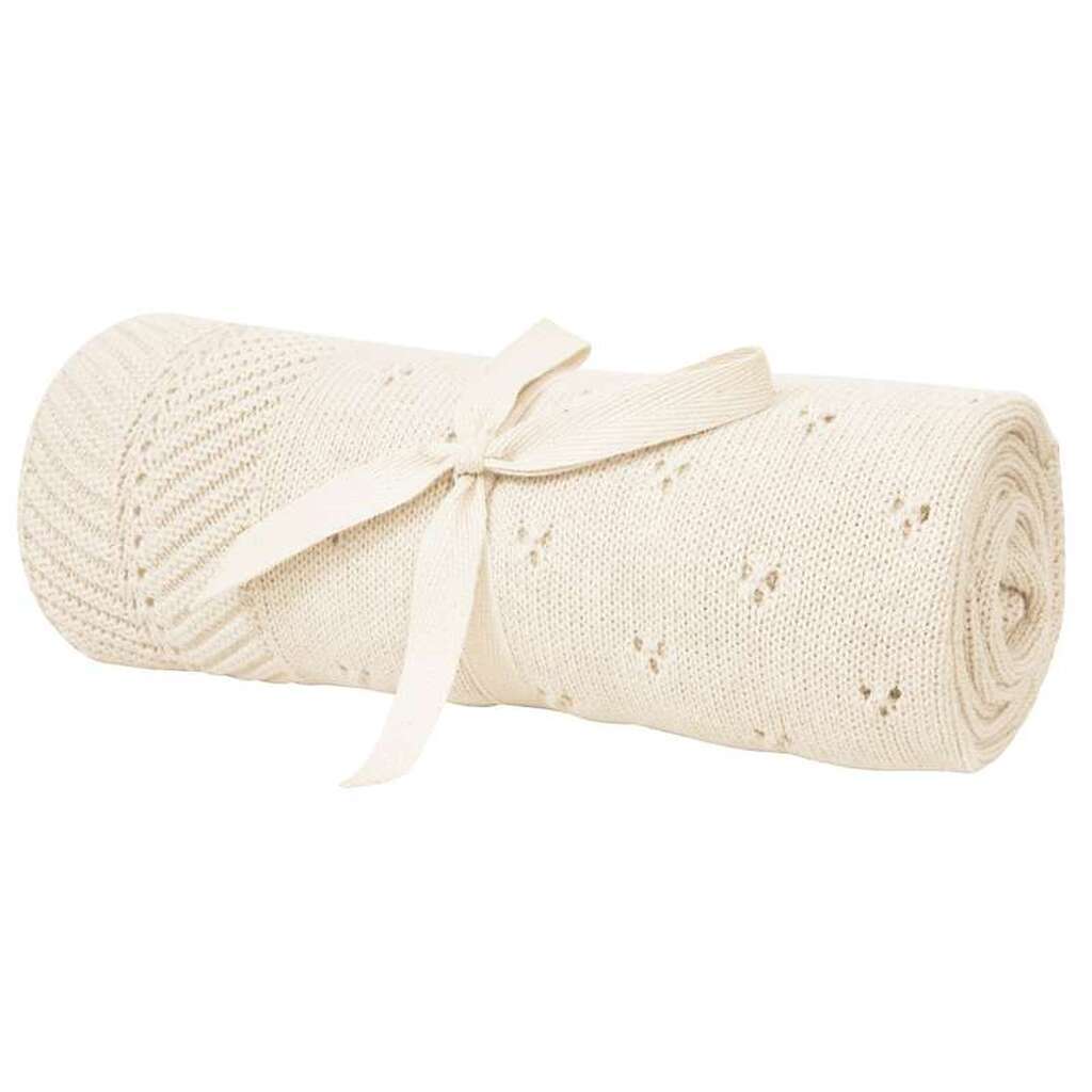 Oh'Naturel Strikket Babytæppe - Økologisk Bomuld - 80x100 cm. - Swan