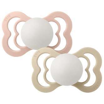 BIBS Supreme Sut - 2-Pak - Str. 2 - Naturgummi - GLOW - Blush/Vanilla