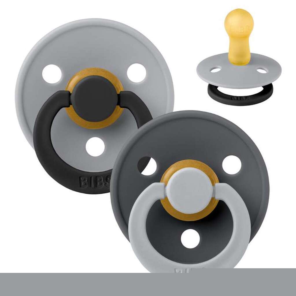 BIBS Rund Colour Sut - Str. 2 - Naturgummi - Fusion Studio - Cloud/Iron Mix
