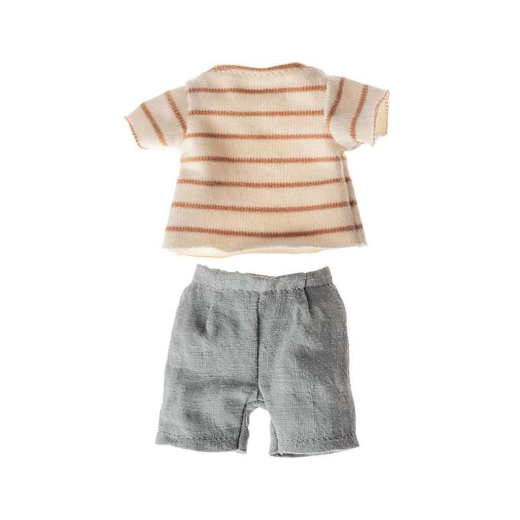 Maileg Stribet Bluse og Shorts - Str. 1 Kaniner og Harer
