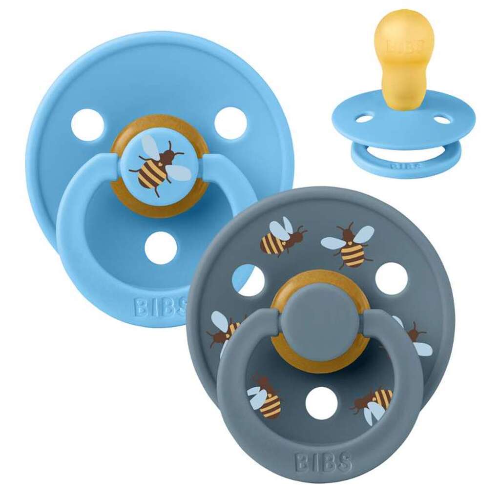 BIBS Rund Colour Sut - 2-Pak - Str. 3 - Naturgummi - Studio - Bumblebee - Breeze Mix