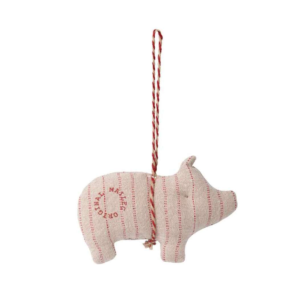 Maileg Juleornament - Stof - Gris - Stribet