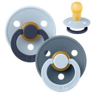 BIBS Rund Colour Sut - Str. 3 - Naturgummi - Studio - Fusion - Baby Blue/Petrol Mix