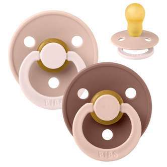 BIBS Rund Colour Sut - 2-Pak - Str. 3 - Naturgummi - Fusion Studio - Blush/Woodchuck Mix