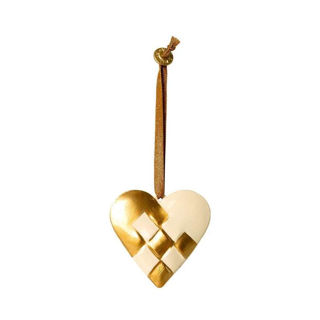 Maileg Juleornament - Metal - Hjerte - Stor - Guld