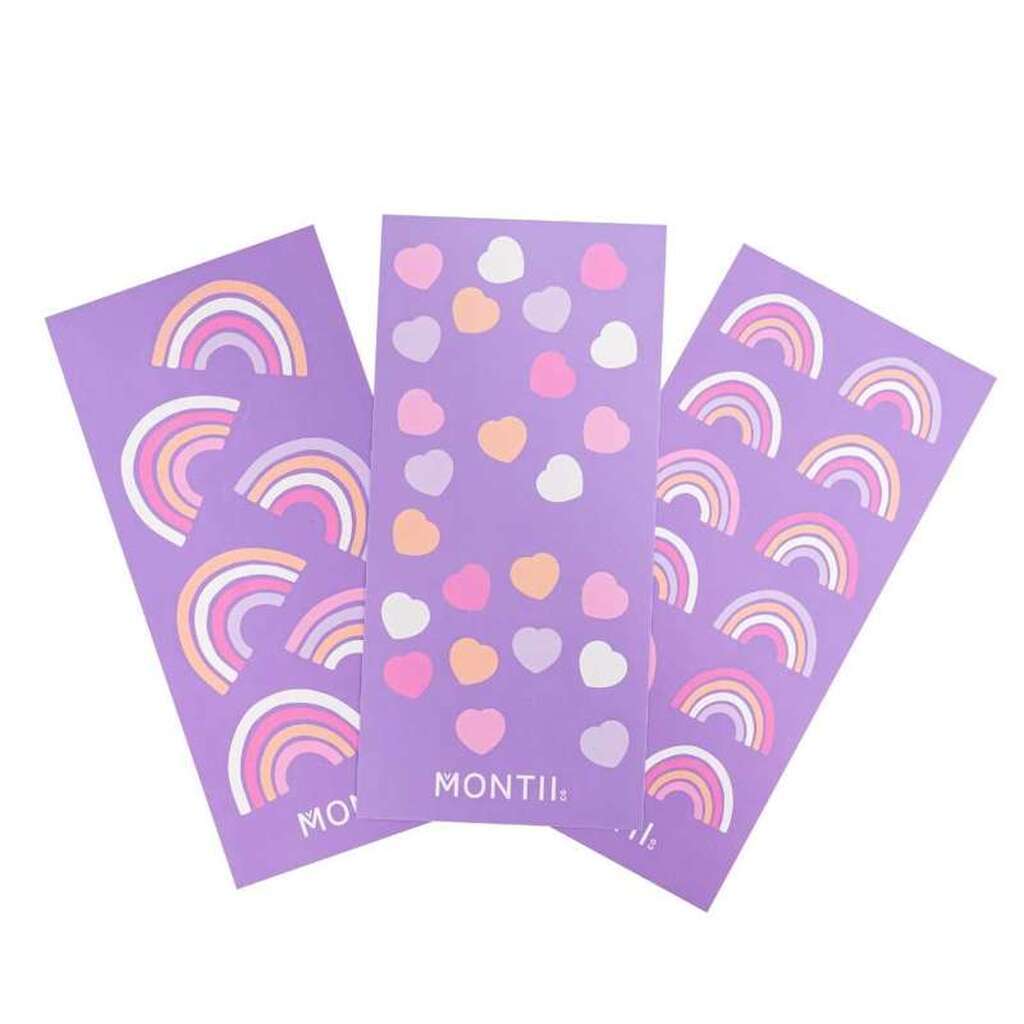 MontiiCo Vandfaste Stickers til Madkasser og Drikkedunke - Rainbow Roller