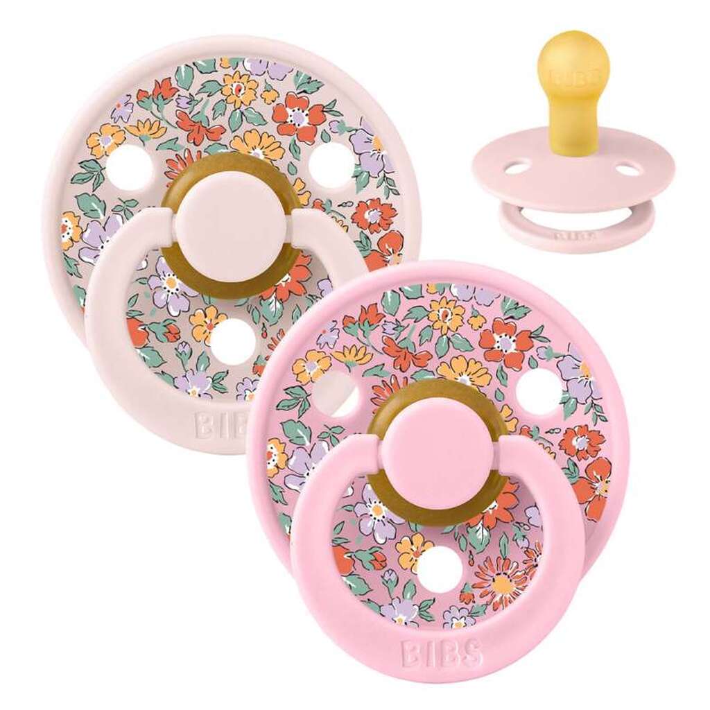 BIBS Rund Colour Sut - 2-Pak - Str. 1 - Naturgummi - Liberty - Oscar Meadow/Petal Mix