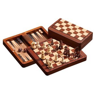Skak, backgammon og dam - magnetisk - rejseudgave