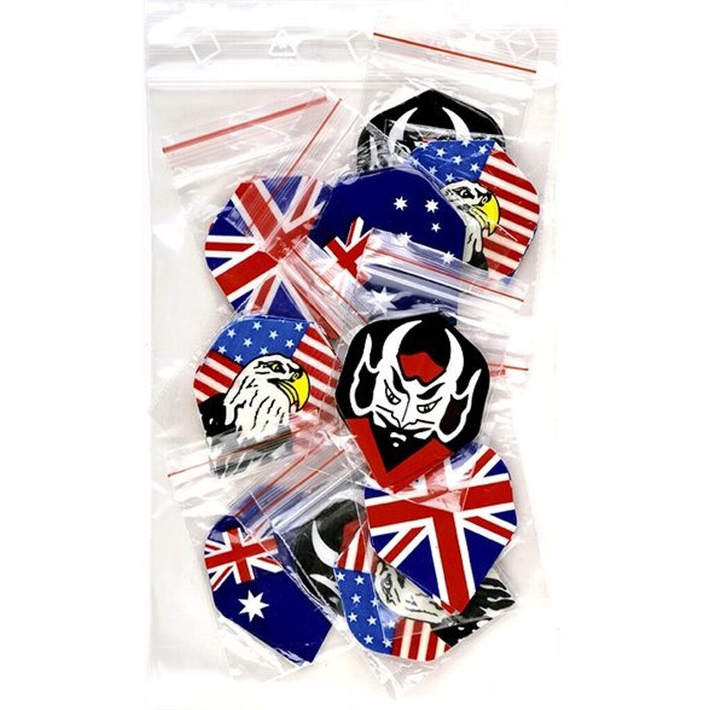 Dart flights 9 stk i pose. (3 sæt a 3 ens)
