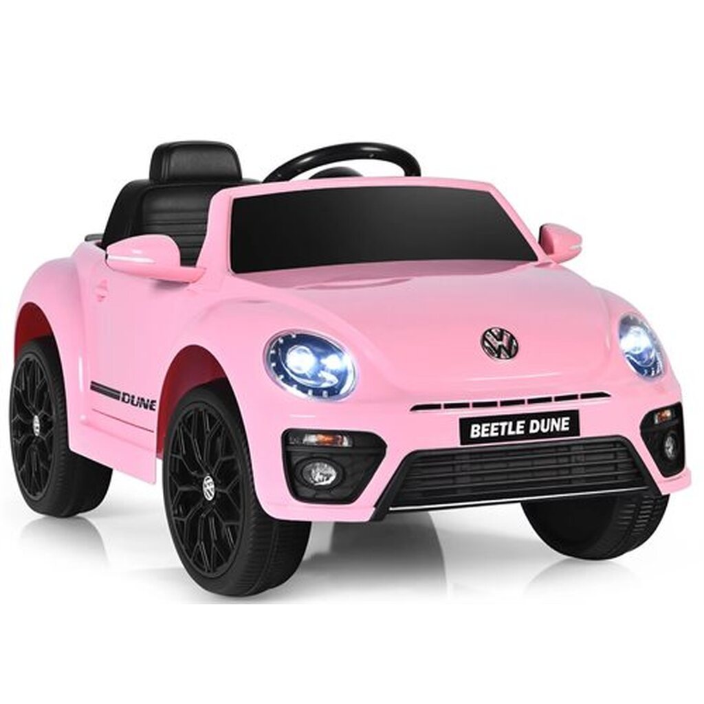 VW Beetle Dune 12V pink med fjernbetjening og gummihjul