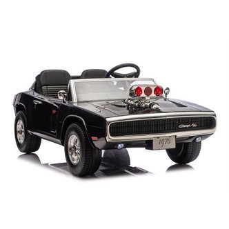 Dodge Charger 1970 24V med gummihjul og lædersæde , 2 personer -  kan lave røg